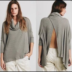 FREE PEOPLE BEACH WORLD TRAVELER OPEN BACK SLUB TURTLENECK